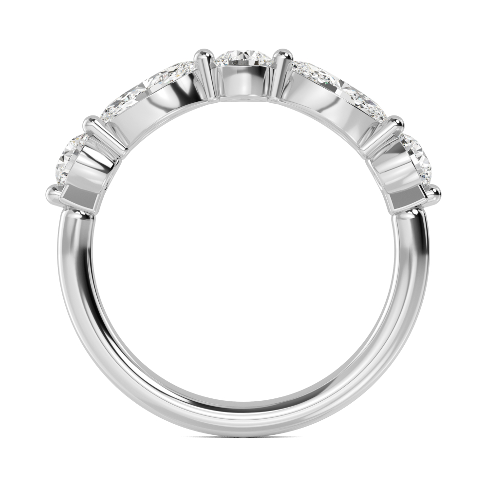 Meadow, Round & Marquise Band in White Gold, round, plain background, alternate view