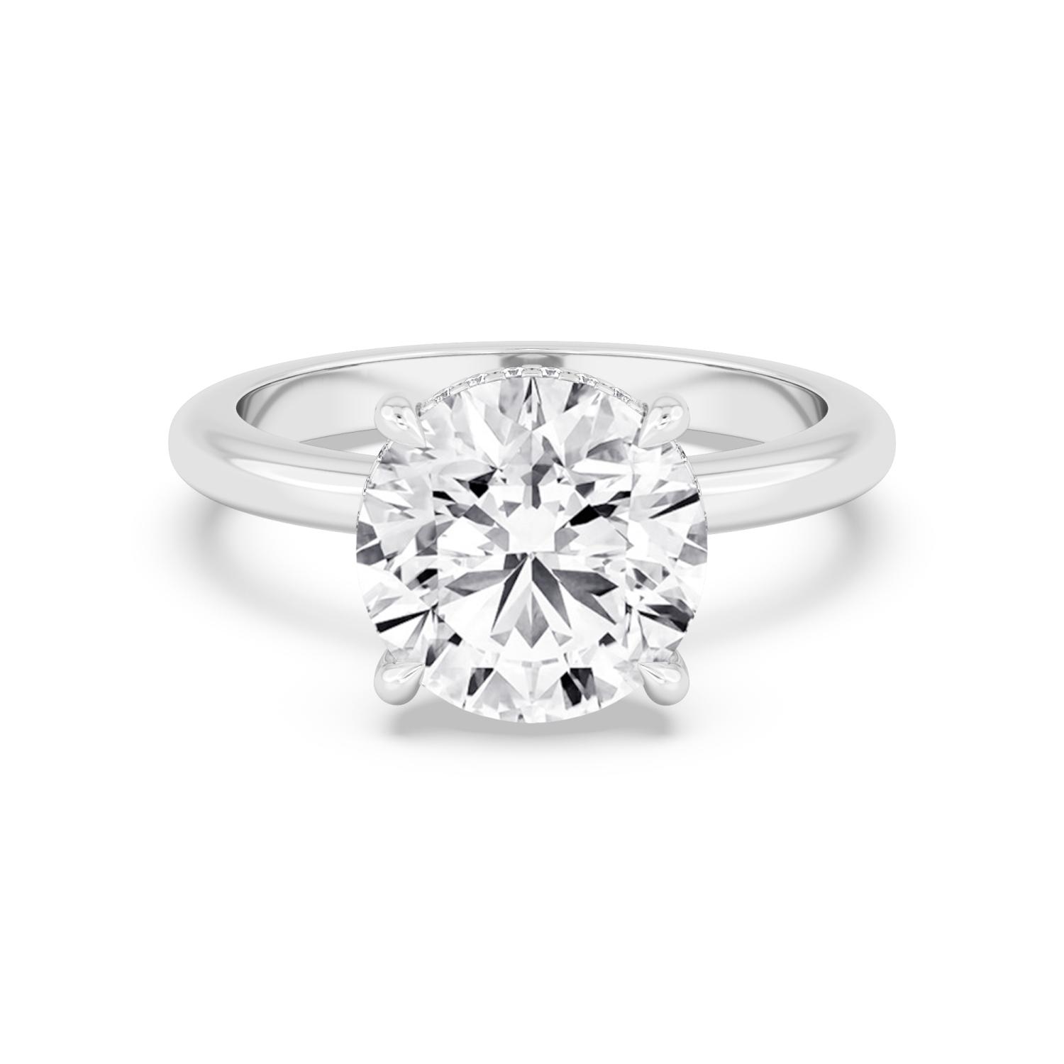 Secret, Round Hidden-Halo Solitaire in White Gold, round, plain background