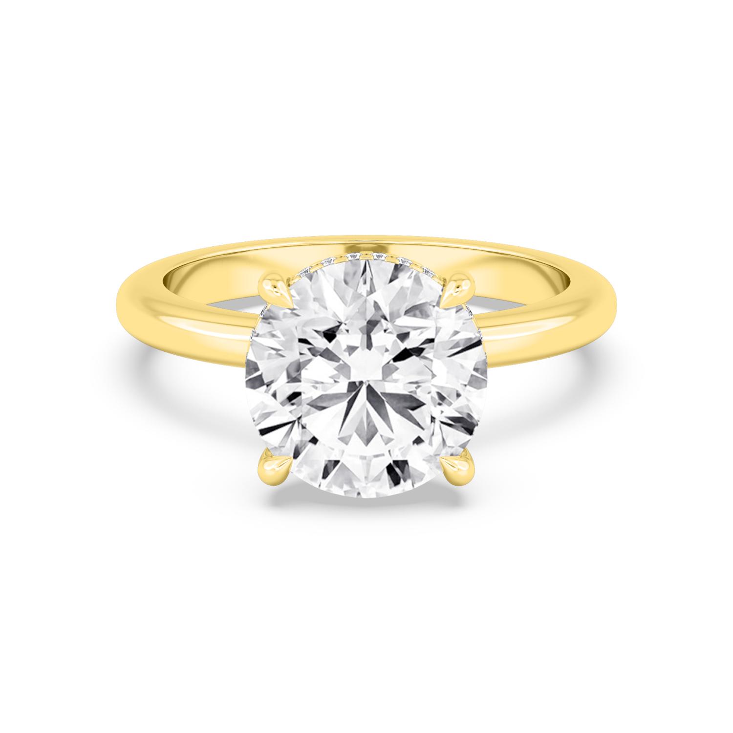 Secret Round, Round Hidden-Halo Solitaire in Yellow Gold, round, studio photo