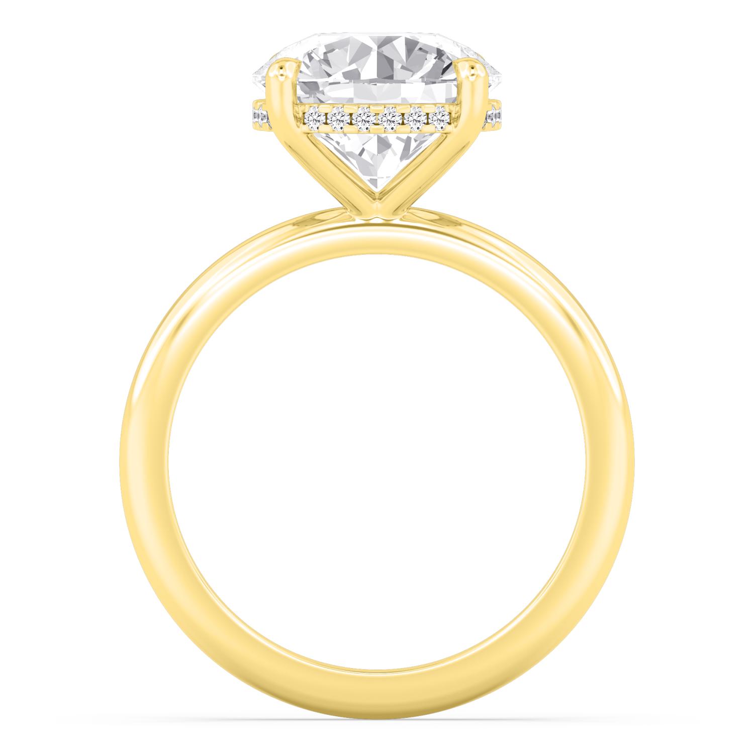 Secret Round, Round Hidden-Halo Solitaire in Yellow Gold, round, studio photo, alternate view