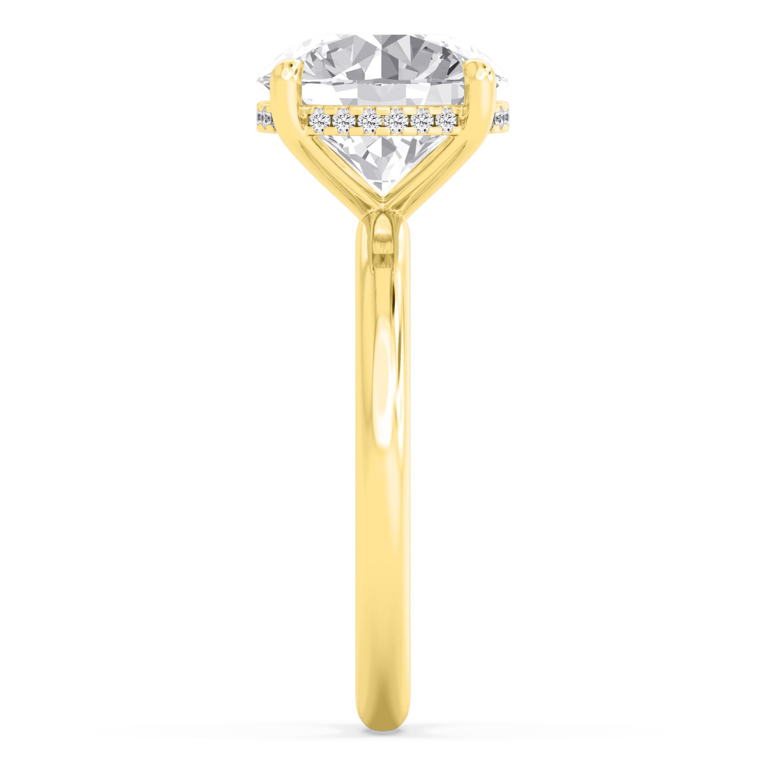 Secret Round, Round Hidden-Halo Solitaire in Yellow Gold, round, studio photo, alternate view