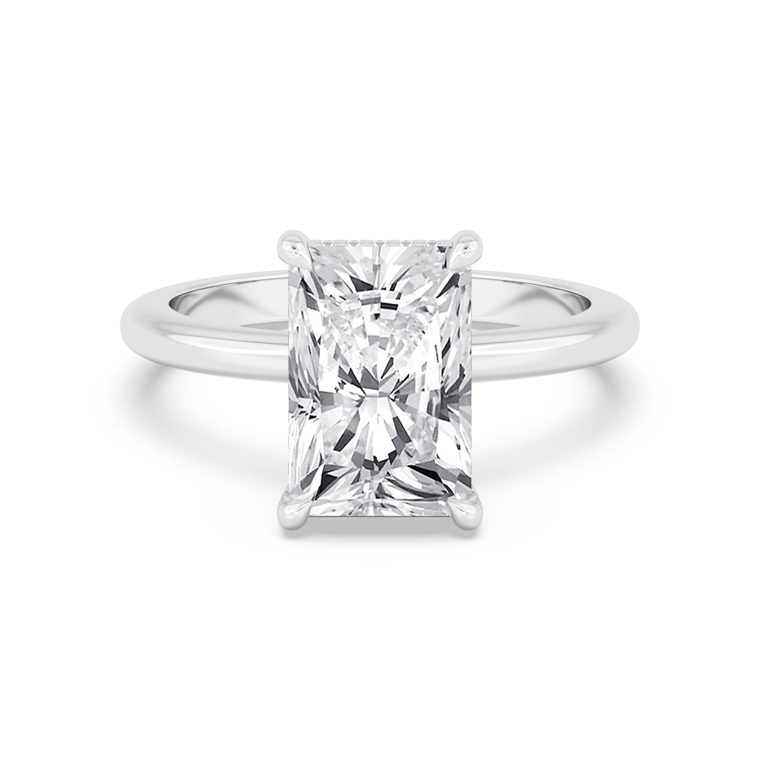 Secret Radiant, Radiant Hidden-Halo Solitaire in White Gold, radiant, studio photo