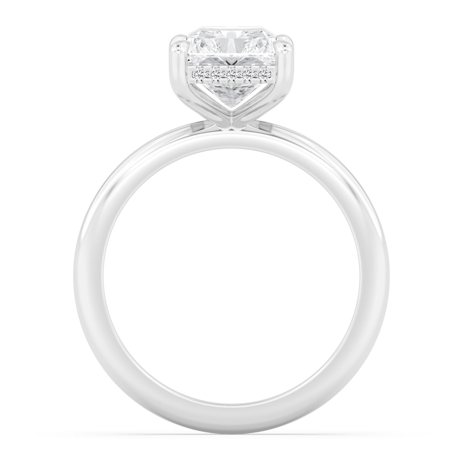 Secret Radiant, Radiant Hidden-Halo Solitaire in White Gold, radiant, studio photo, alternate view