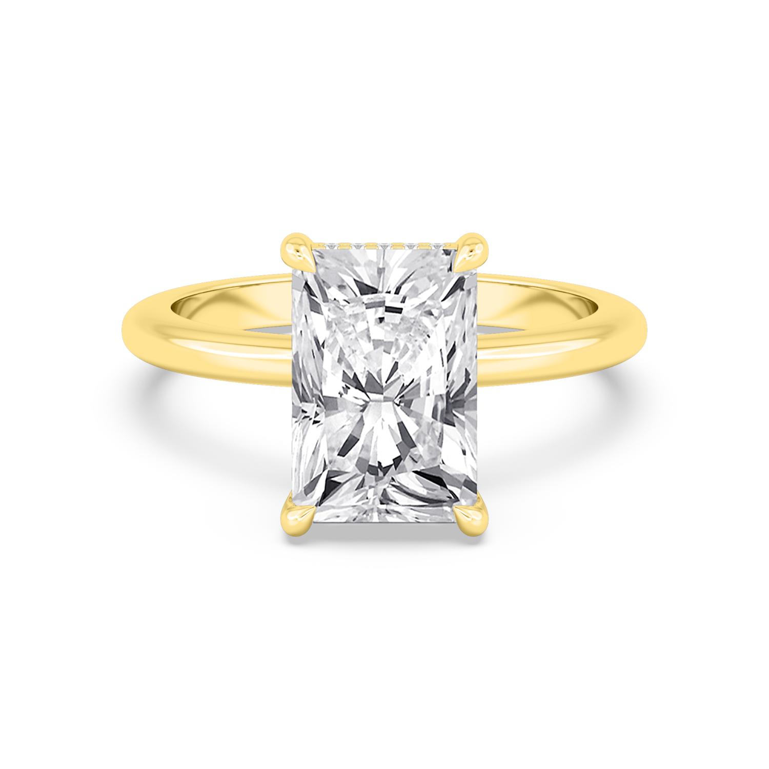Foam, Radiant Hidden-Halo Solitaire in Yellow Gold, radiant, plain background