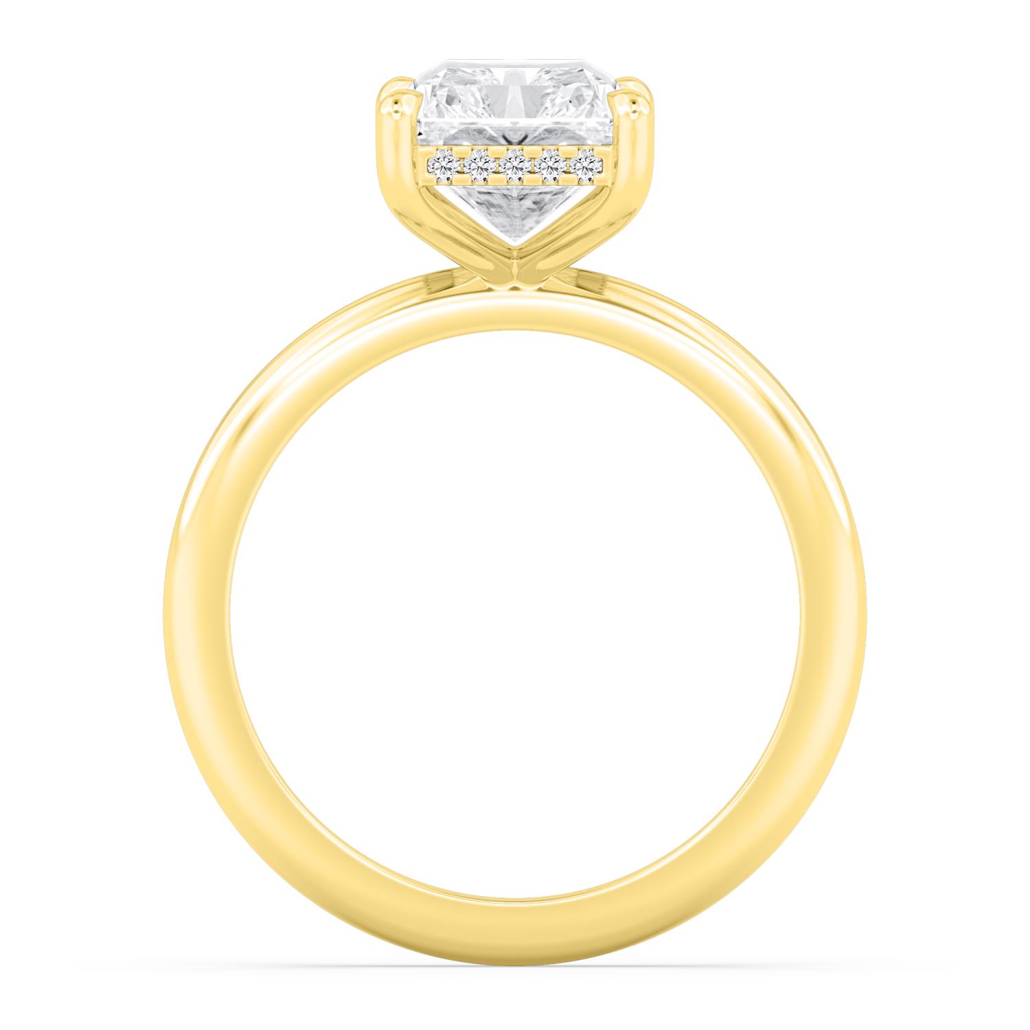 Foam, Radiant Hidden-Halo Solitaire in Yellow Gold, radiant, plain background, alternate view