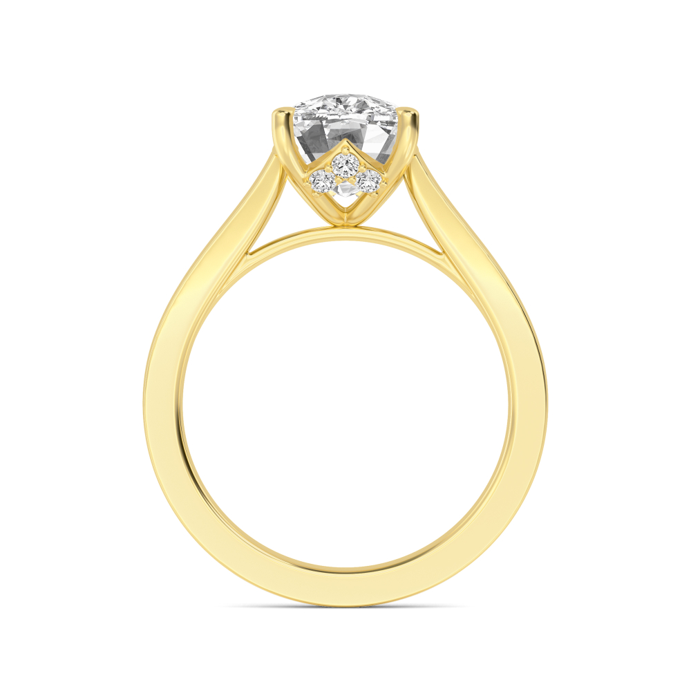 Softly, Cushion Solitaire in Yellow Gold, cushion, plain background, alternate view