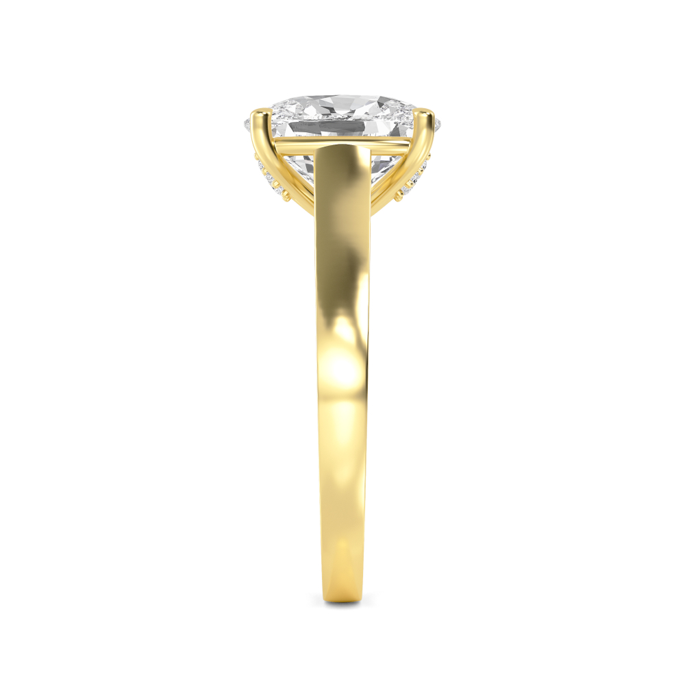 Softly, Cushion Solitaire in Yellow Gold, cushion, plain background, alternate view