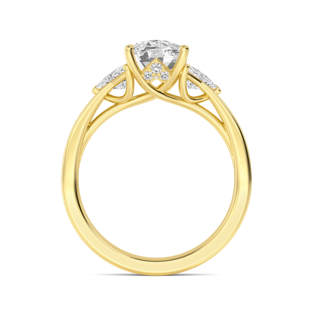 Fable, Cushion Ring with Trillion Sides in Yellow Gold, cushion, plain background, alternate view