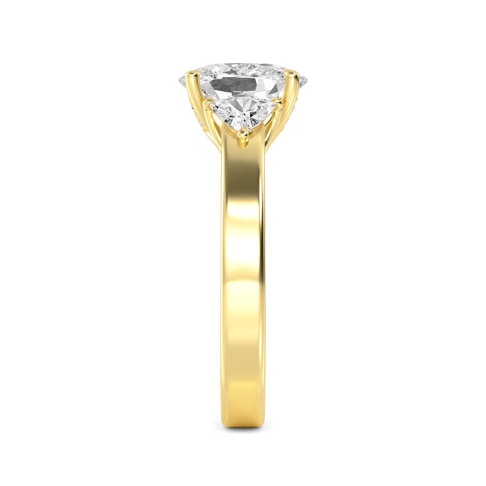 Fable, Cushion Ring with Trillion Sides in Yellow Gold, cushion, plain background, alternate view