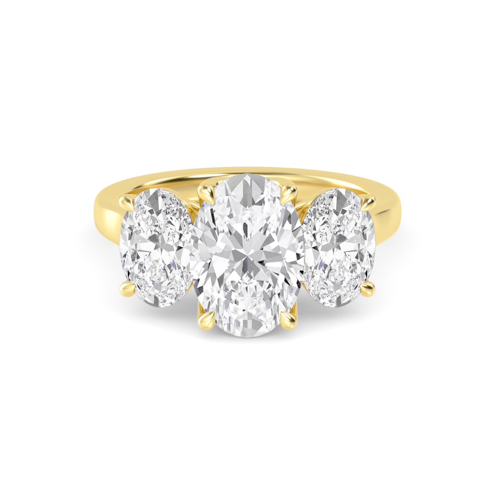 Story, Oval Three-Stone Ring in Yellow Gold, oval, plain background