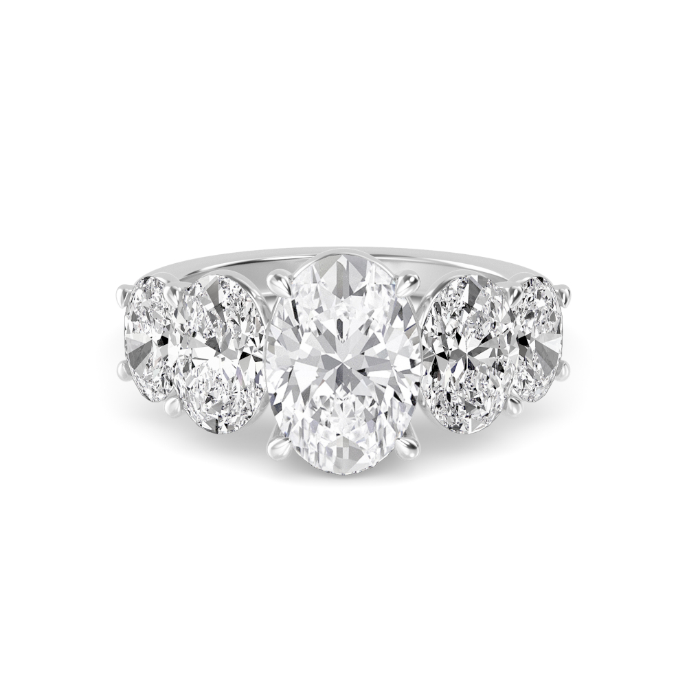 Bounty, Oval Five-Stone Ring in White Gold, oval, plain background