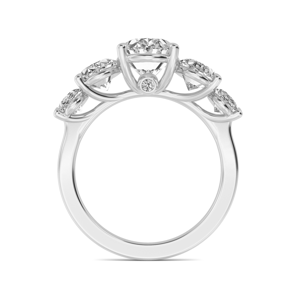 Bounty, Oval Five-Stone Ring in White Gold, oval, plain background, alternate view