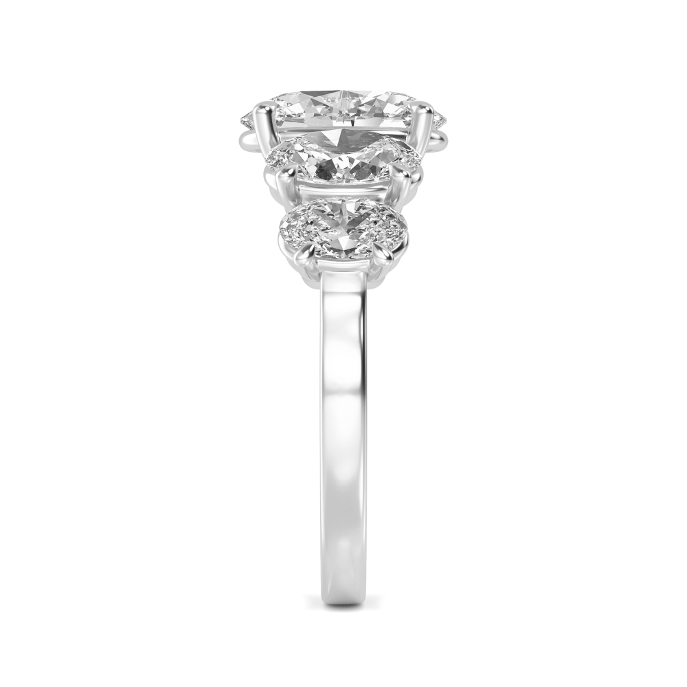Bounty, Oval Five-Stone Ring in White Gold, oval, plain background, alternate view