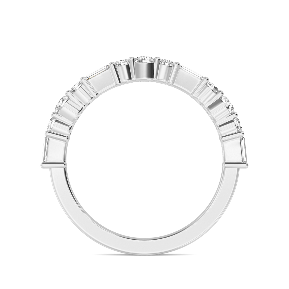 Verse, Round & Baguette Band in White Gold, mixed, plain background, alternate view