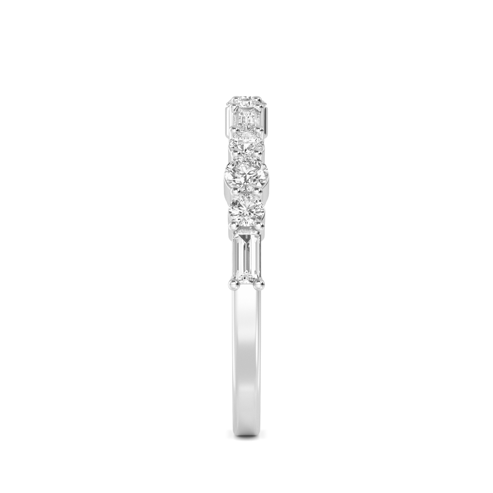 Verse, Round & Baguette Band in White Gold, mixed, plain background, alternate view