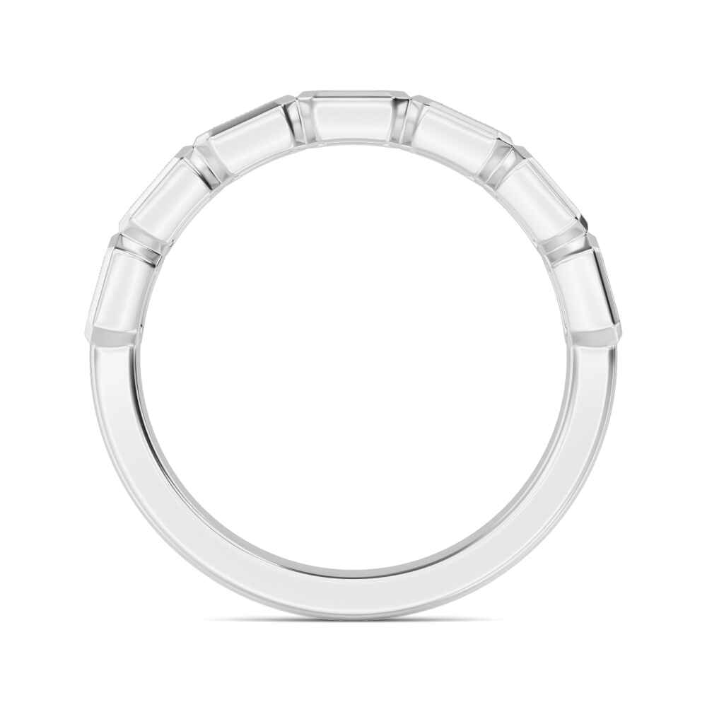 Pebble Emerald, Emerald-Cut Bezel Band in White Gold, emerald, studio photo, alternate view