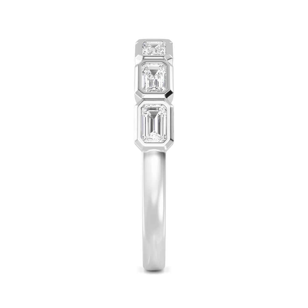 Pebble Emerald, Emerald-Cut Bezel Band in White Gold, emerald, studio photo, alternate view