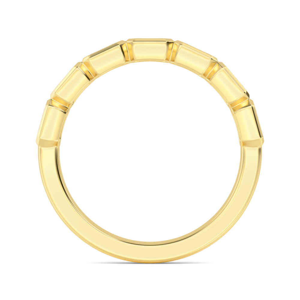 Calla, Emerald-Cut Bezel Band in Yellow Gold, emerald, plain background, alternate view