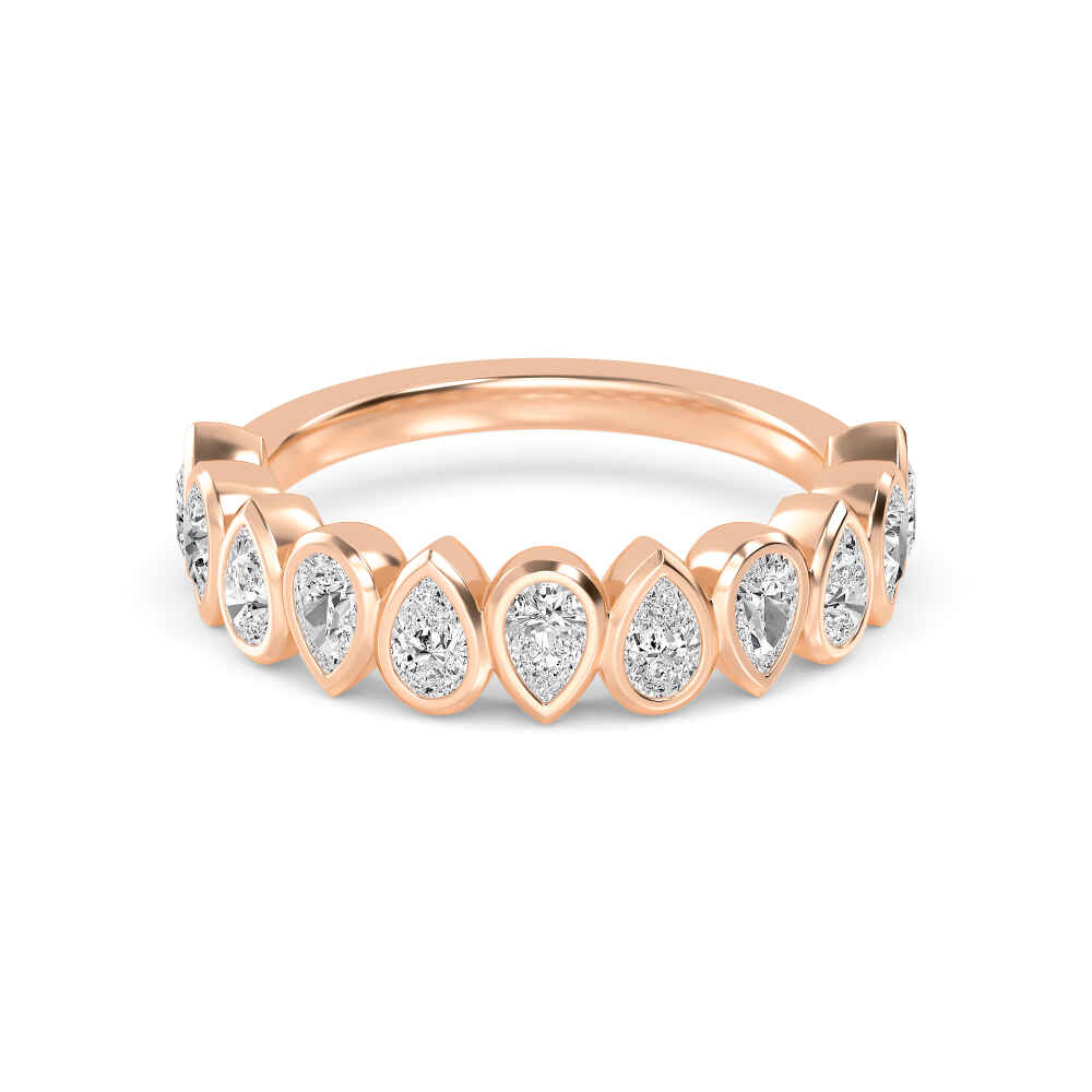 Pebble Pear Upright, Upright Pear Bezel Band in Rose Gold, pear, studio photo