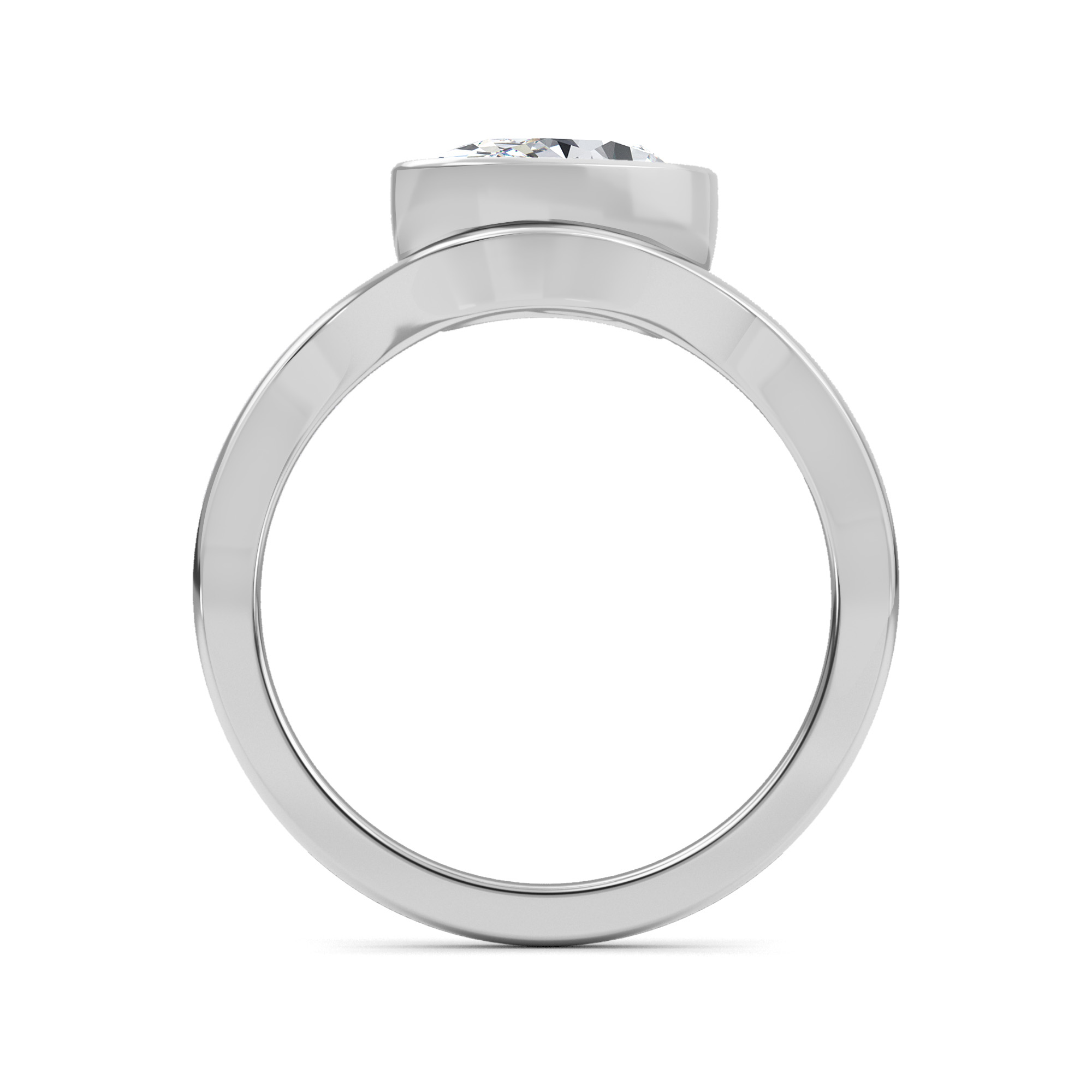 Cove, Bezel Oval Ring in White Gold, oval, plain background, alternate view