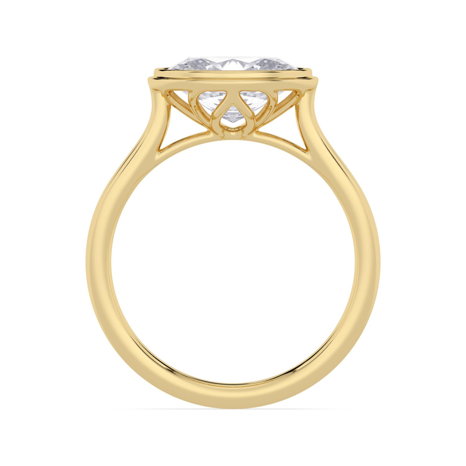 Aside, East-West Oval Bezel Solitaire in Yellow Gold, oval, plain background, alternate view
