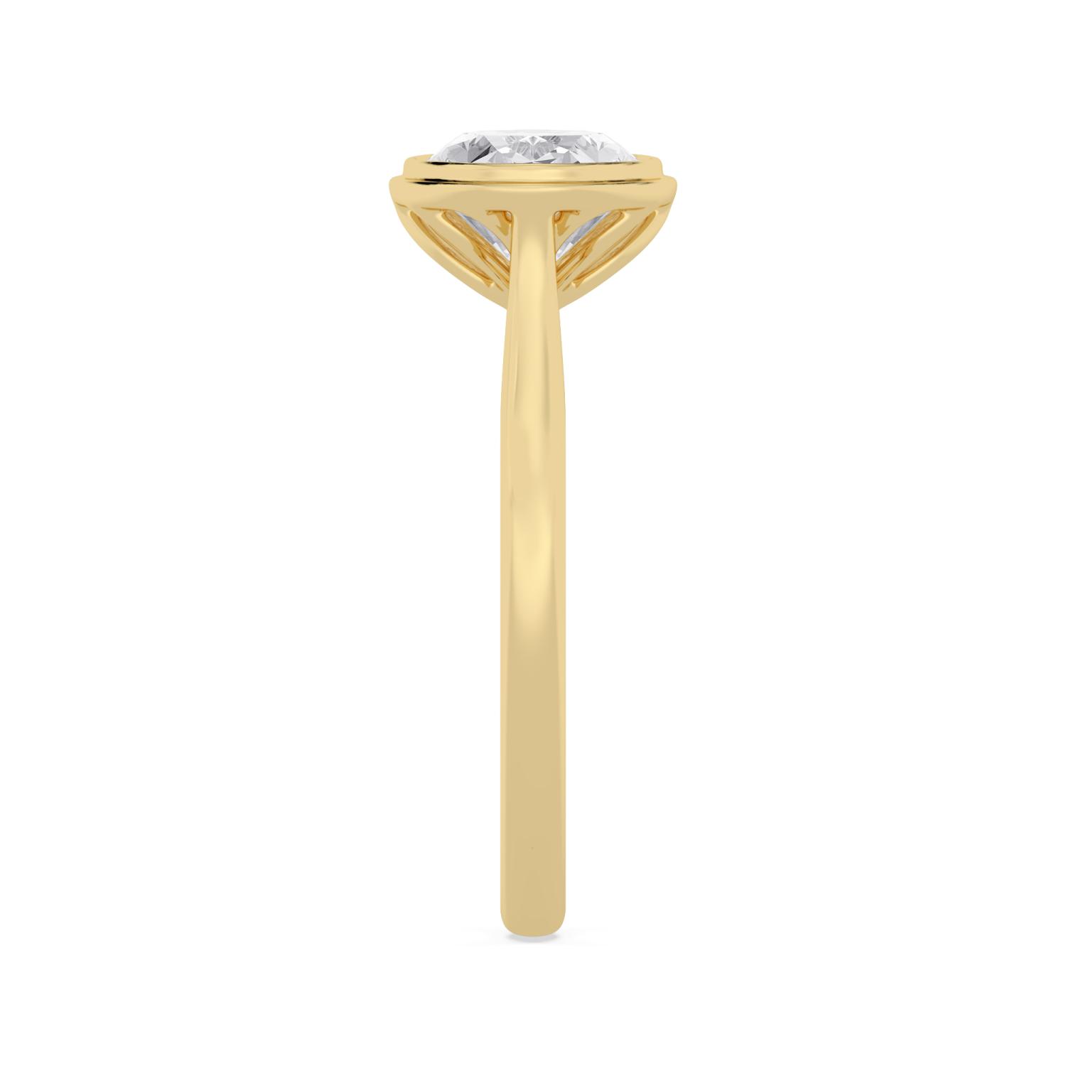 Aside, East-West Oval Bezel Solitaire in Yellow Gold, oval, plain background, alternate view