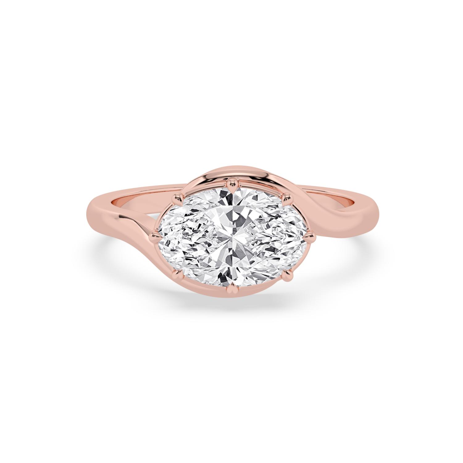 Sway, Old Mine Oval, Eight Claws in Rose Gold, oval, plain background