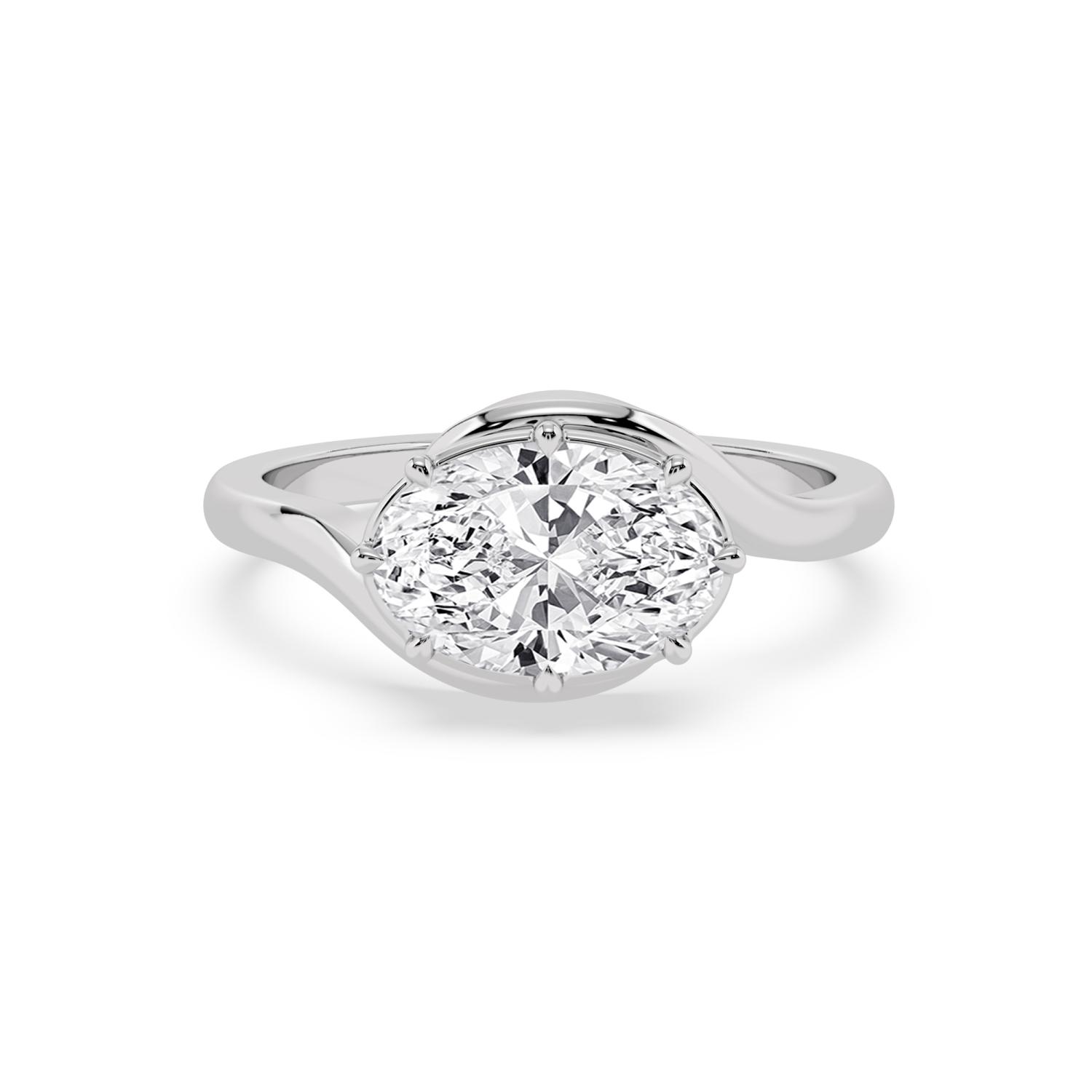 Sway, Old Mine Oval, Eight Claws in White Gold, oval, plain background
