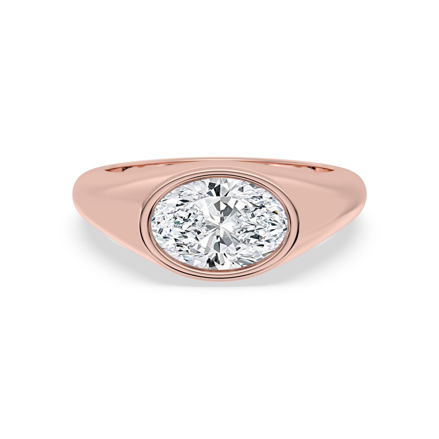 Seal, Bezel Signet Ring in Rose Gold, oval, plain background