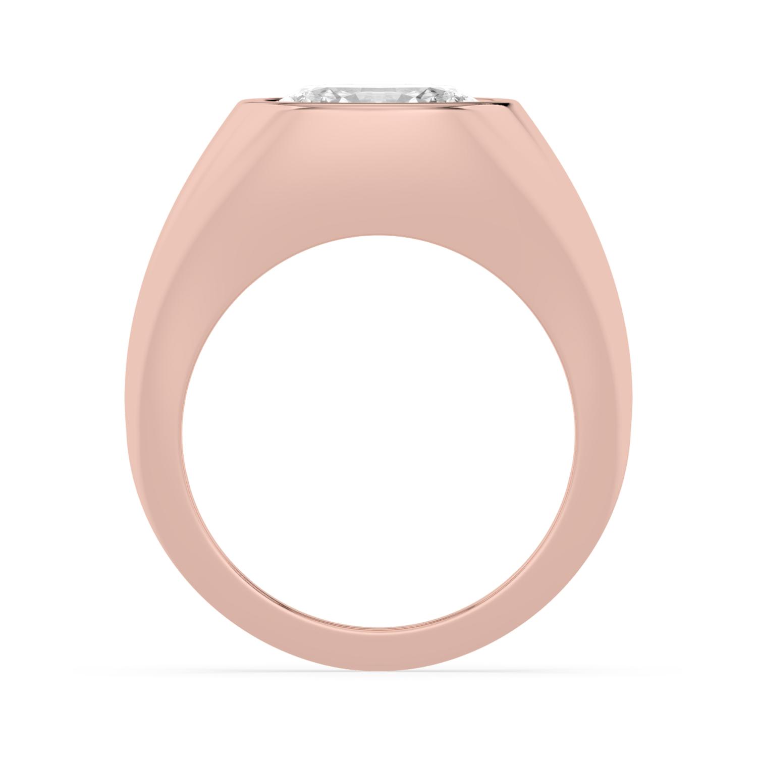 Seal, Bezel Signet Ring in Rose Gold, oval, plain background, alternate view