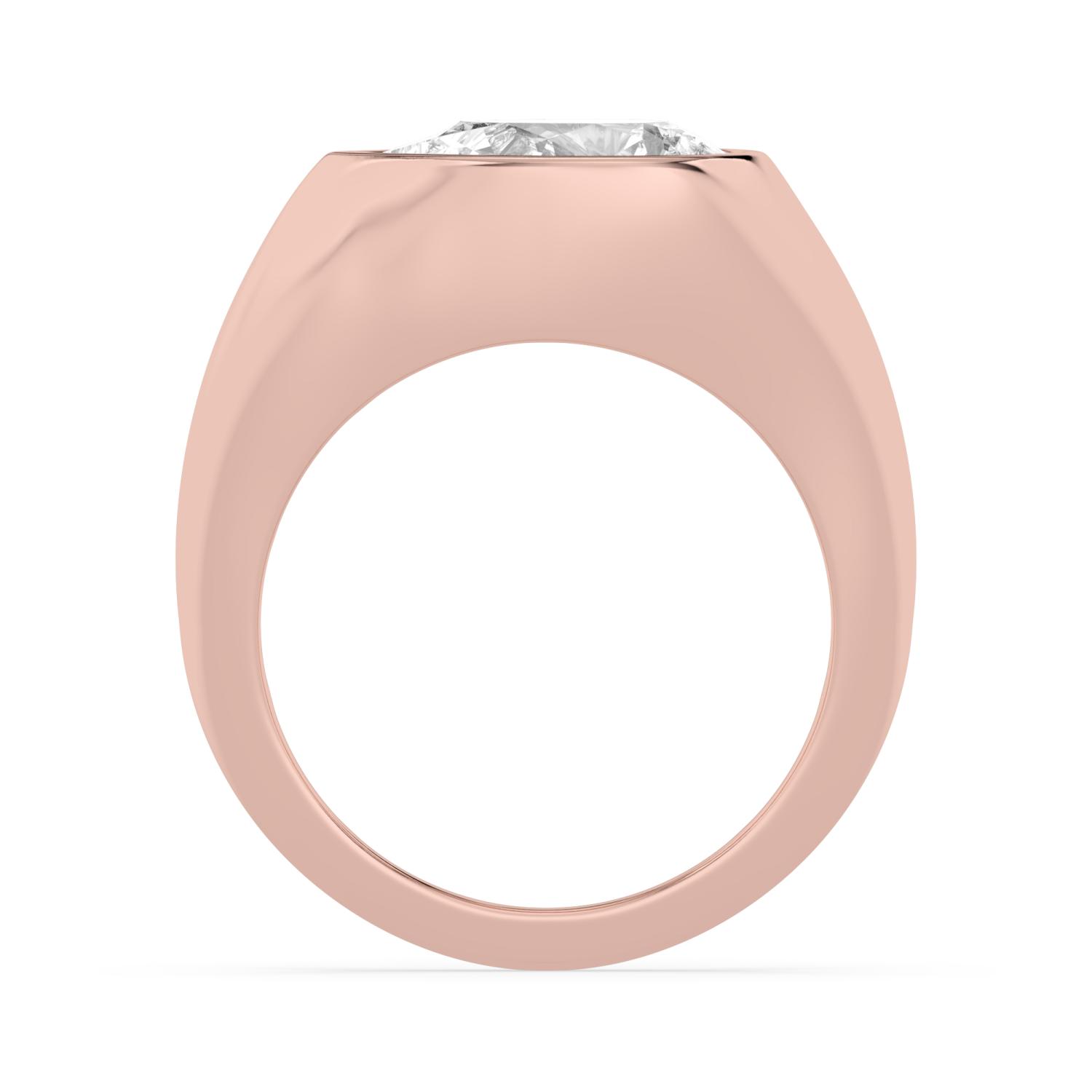 Ash, Bezel Signet Ring, Pear in Rose Gold, pear, plain background, alternate view