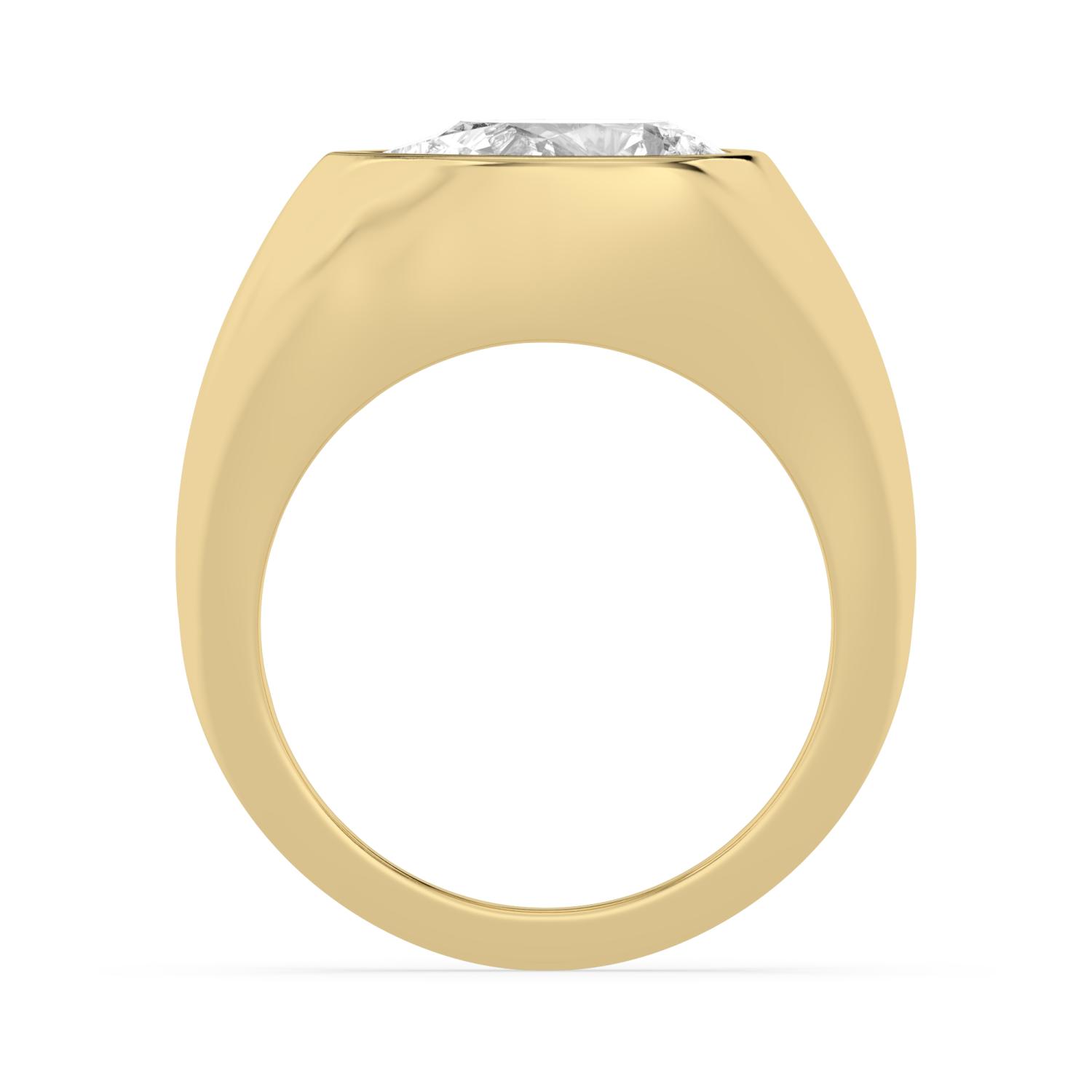 Ash, Bezel Signet Ring, Pear in Yellow Gold, pear, plain background, alternate view