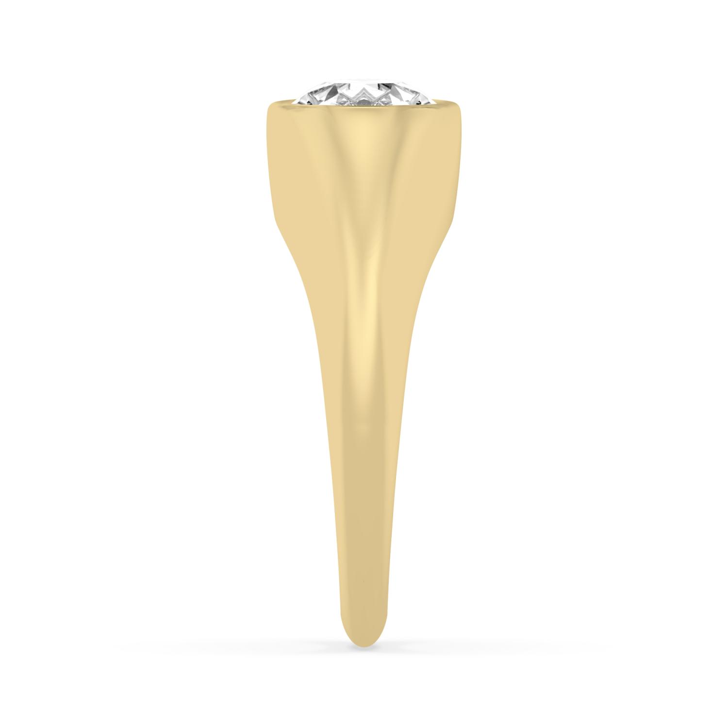 Ash, Bezel Signet Ring, Pear in Yellow Gold, pear, plain background, alternate view