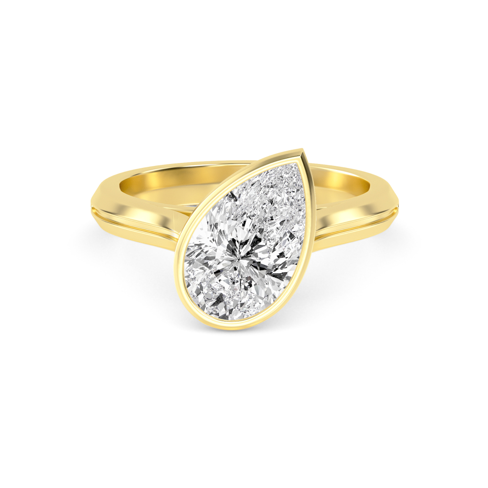Drop, Pear Bezel Solitaire in Yellow Gold, pear, plain background