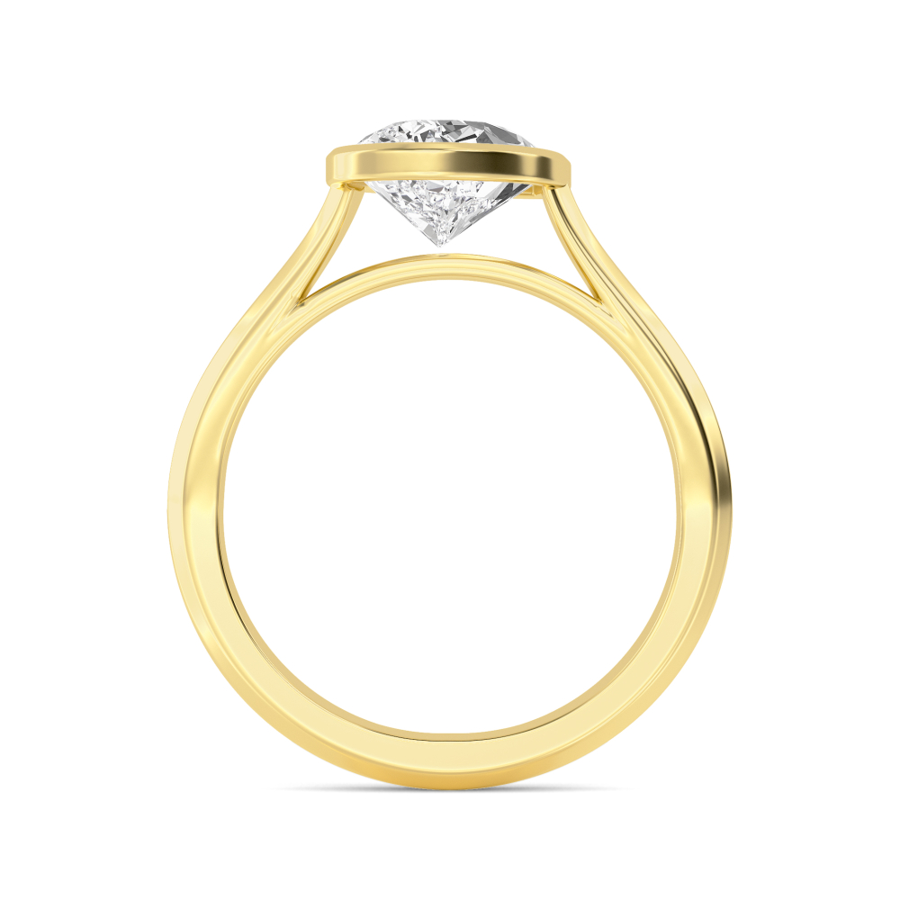 Drop, Pear Bezel Solitaire in Yellow Gold, pear, plain background, alternate view