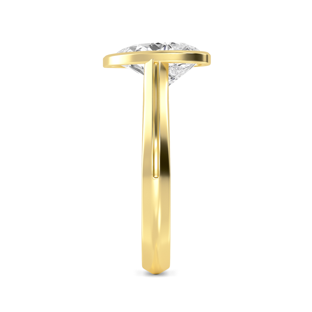 Drop, Pear Bezel Solitaire in Yellow Gold, pear, plain background, alternate view