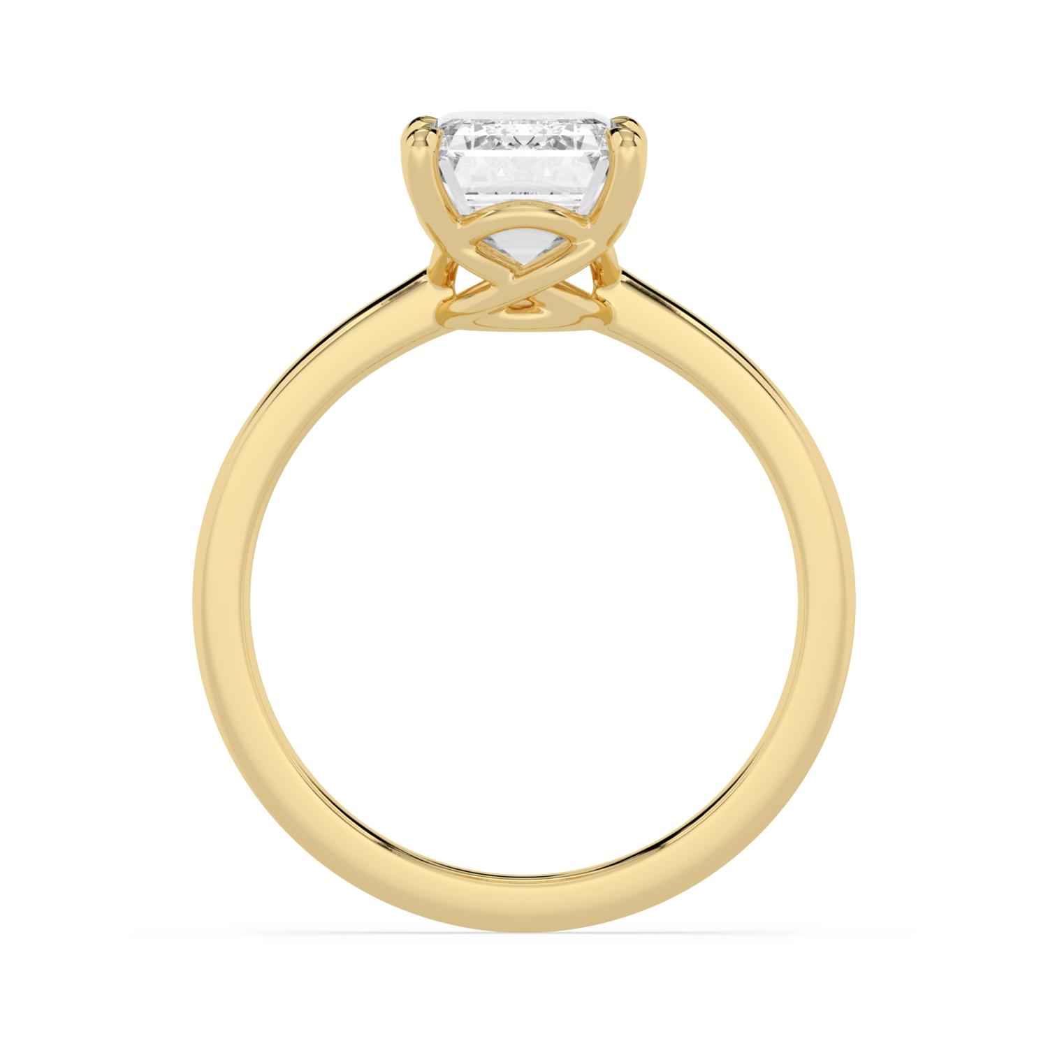Kiln, Four Prong Emerald Solitaire in Yellow Gold, emerald, plain background, alternate view