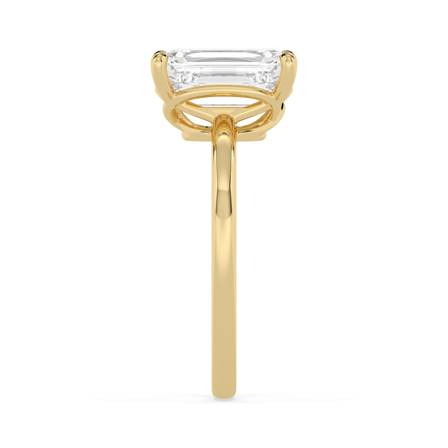 Kiln, Four Prong Emerald Solitaire in Yellow Gold, emerald, plain background, alternate view