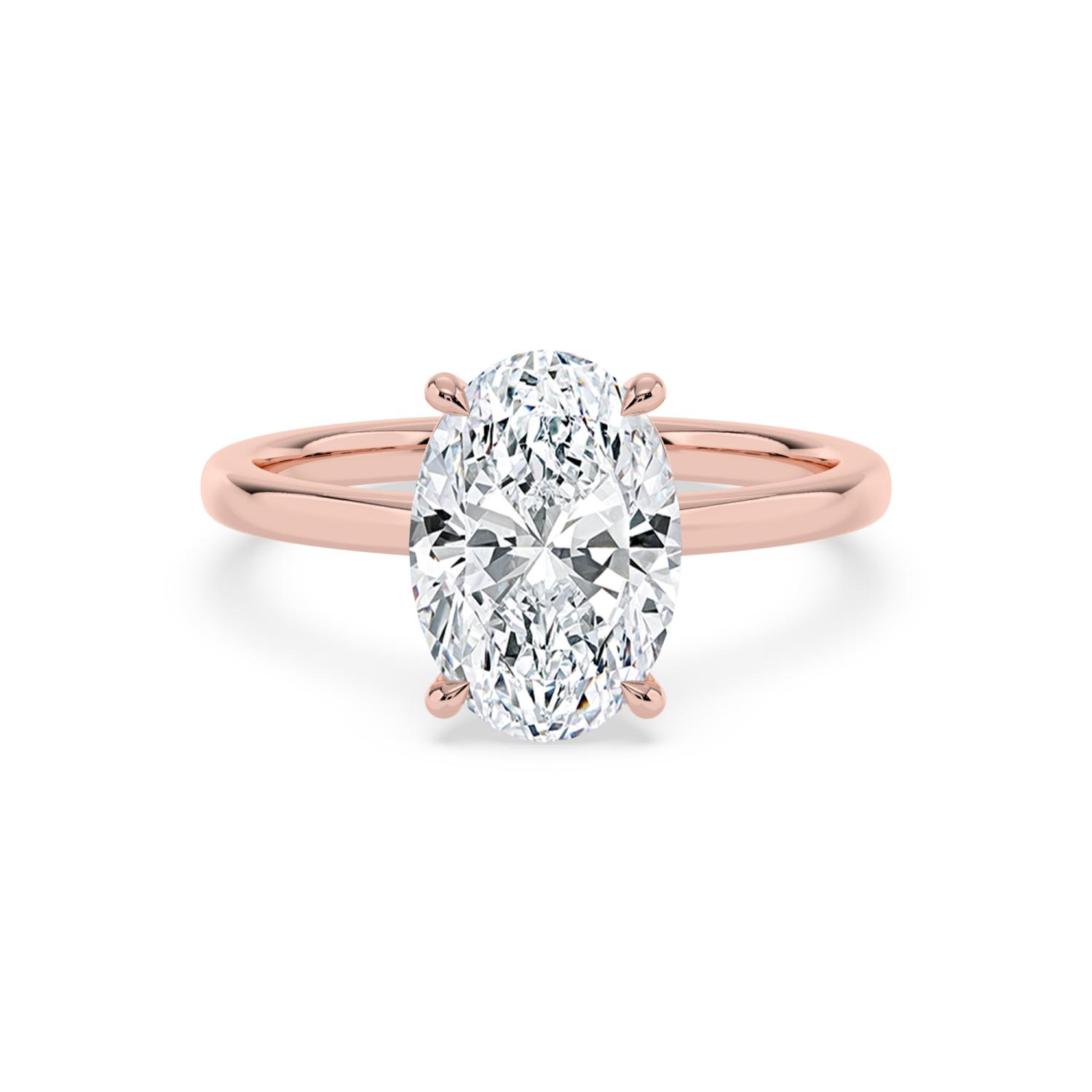 Briar, Four Prong Oval Solitaire in Rose Gold, oval, plain background