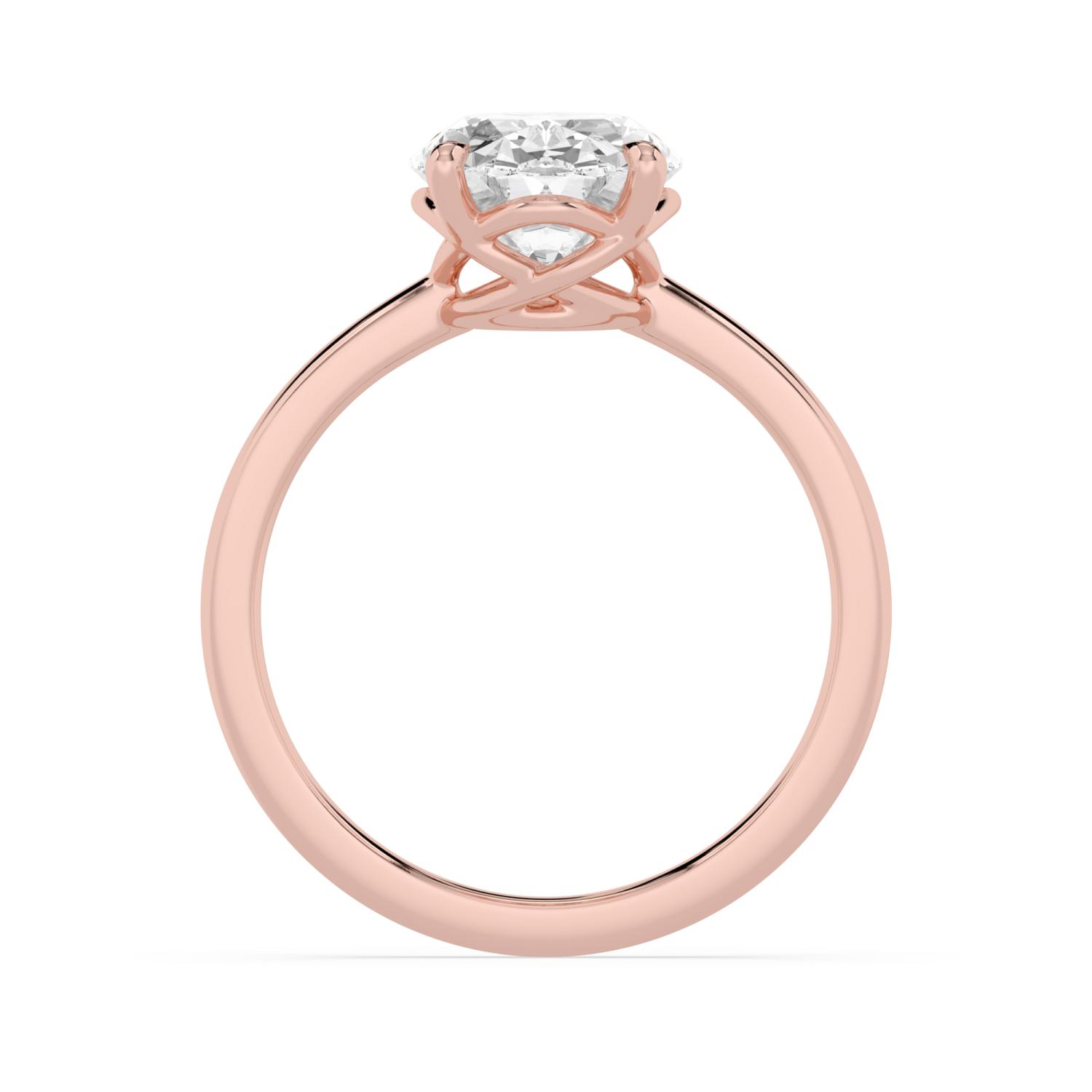 Briar, Four Prong Oval Solitaire in Rose Gold, oval, plain background, alternate view