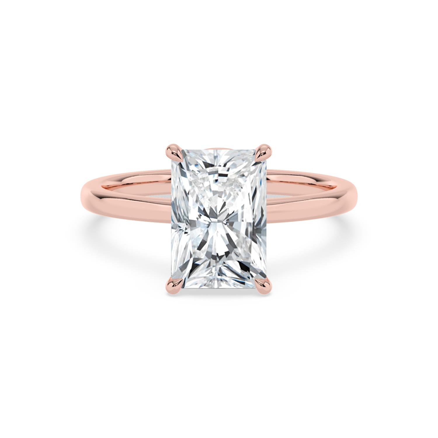 Bower, Four Prong Radiant Solitaire in Rose Gold, radiant, plain background