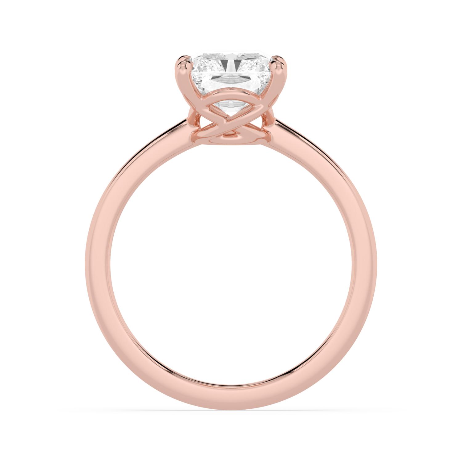 Bower, Four Prong Radiant Solitaire in Rose Gold, radiant, plain background, alternate view