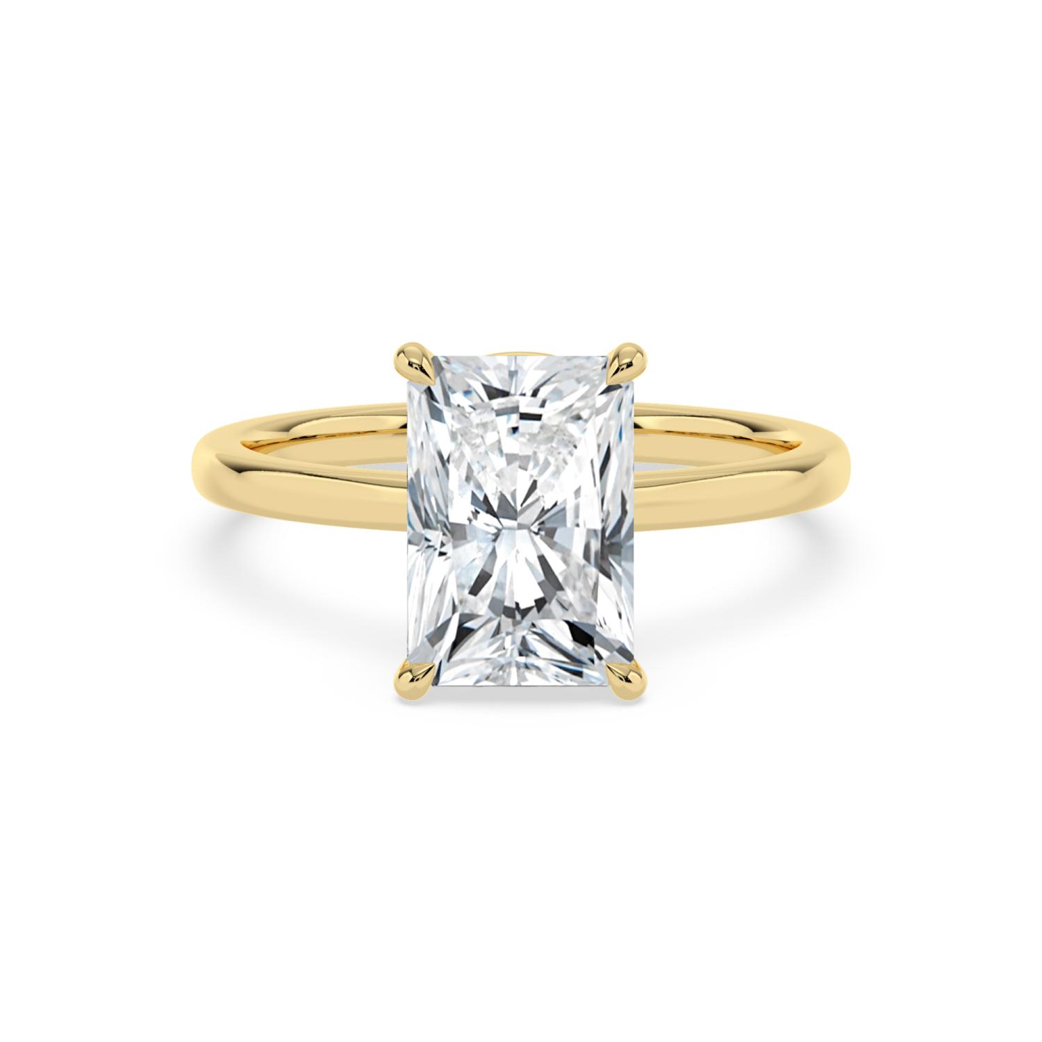 Bower, Four Prong Radiant Solitaire, Crossover Basket in Yellow Gold, radiant, plain background