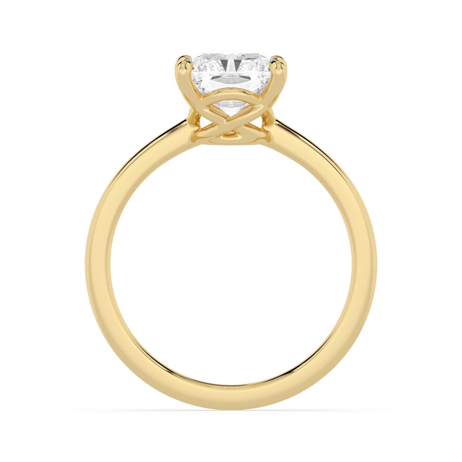 Bower, Four Prong Radiant Solitaire, Crossover Basket in Yellow Gold, radiant, plain background, alternate view