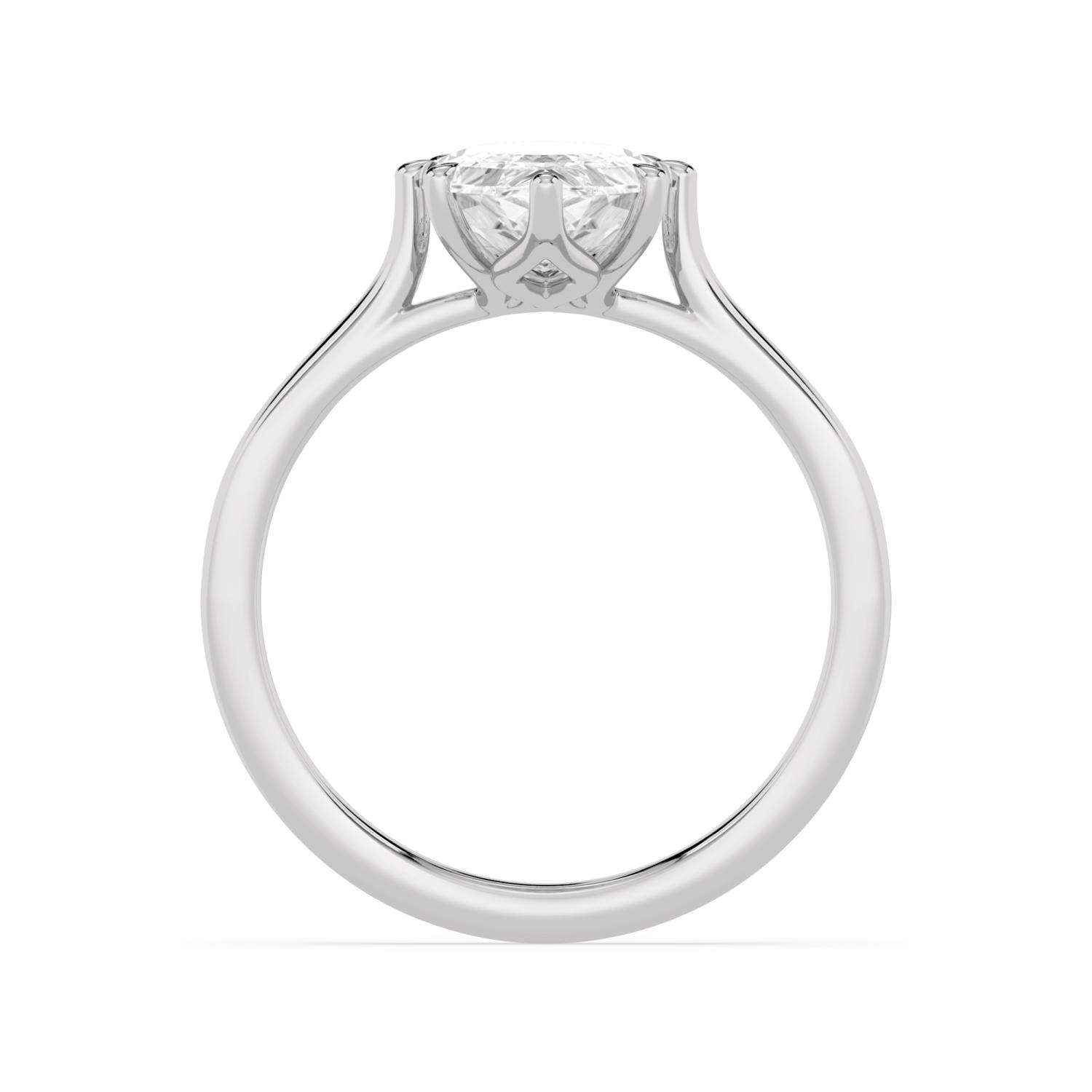 Vale, Six Prong Step-cut Oval Solitaire, Tapered Cathedral Band in White Gold, oval, plain background, alternate view