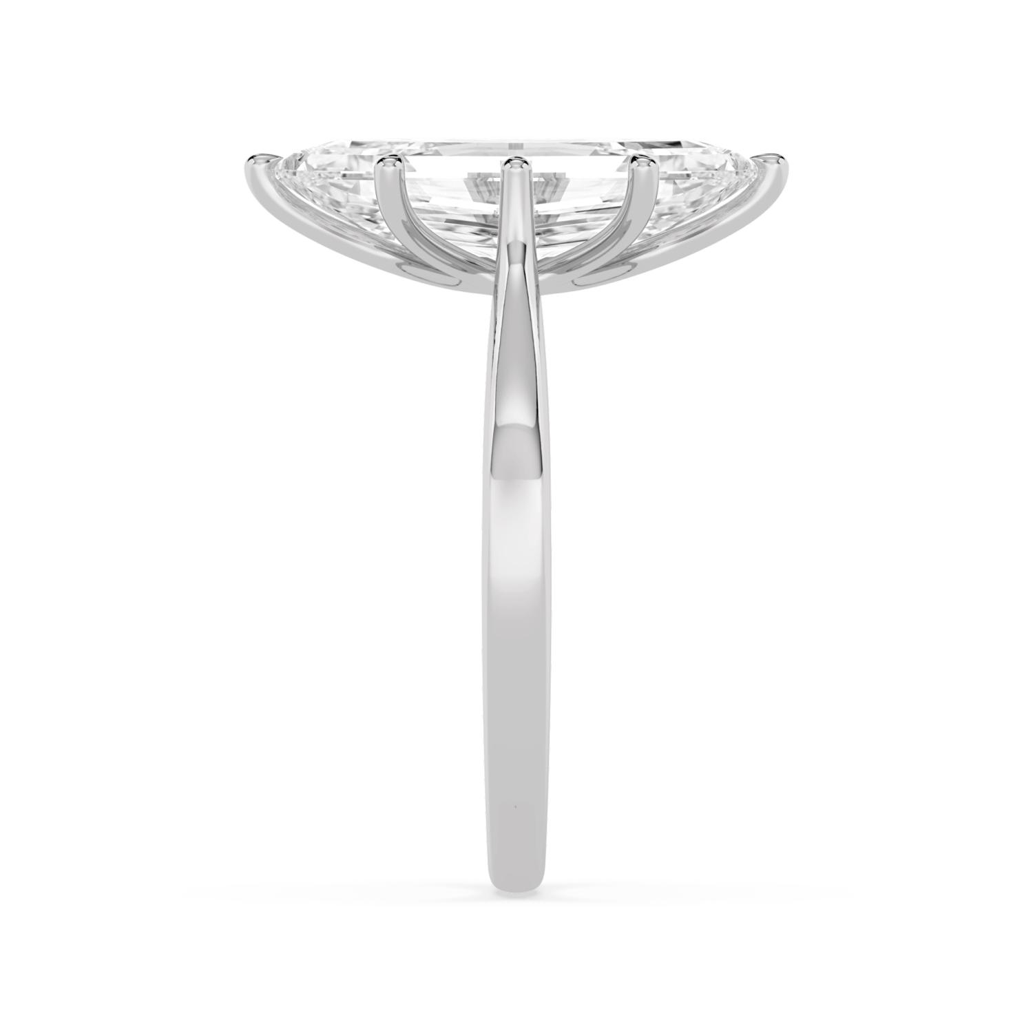 Vale, Six Prong Step-cut Oval Solitaire, Tapered Cathedral Band in White Gold, oval, plain background, alternate view