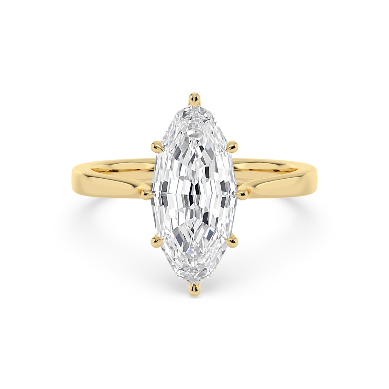 Vale, Four Prong Step-cut oval Solitaire in Yellow Gold, oval, plain background