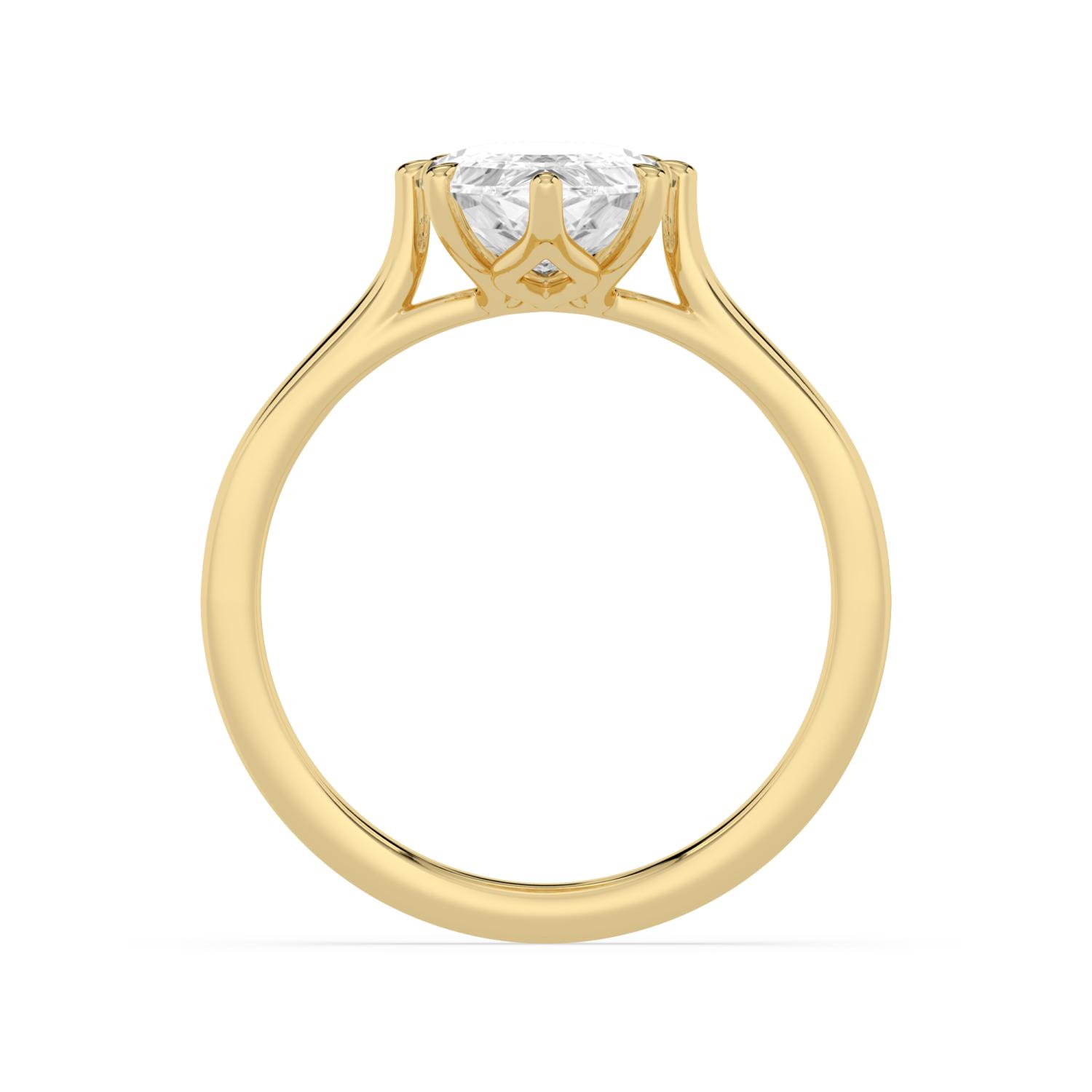 Vale, Four Prong Step-cut oval Solitaire in Yellow Gold, oval, plain background, alternate view