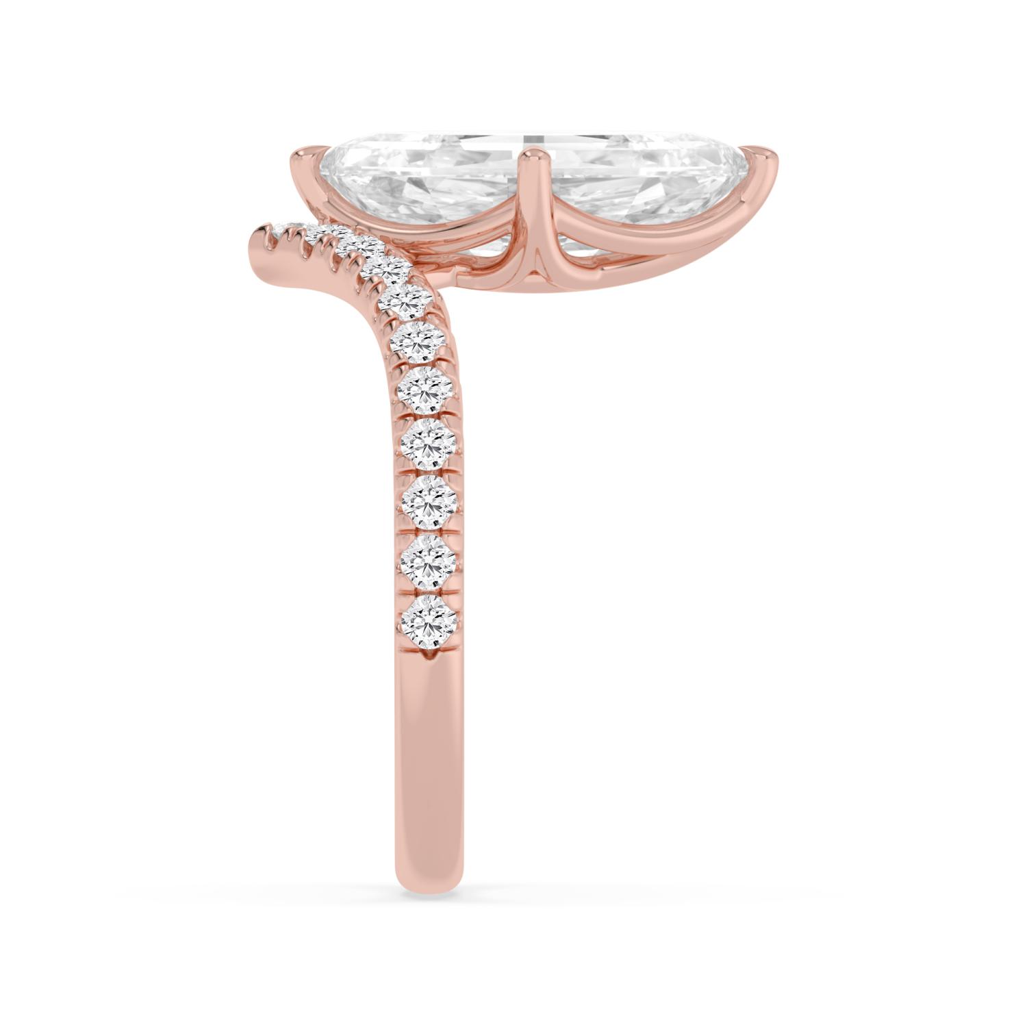 Cedar, Six Prong Step-cut Oval Solitaire, Pavé Band in Rose Gold, oval, plain background, alternate view