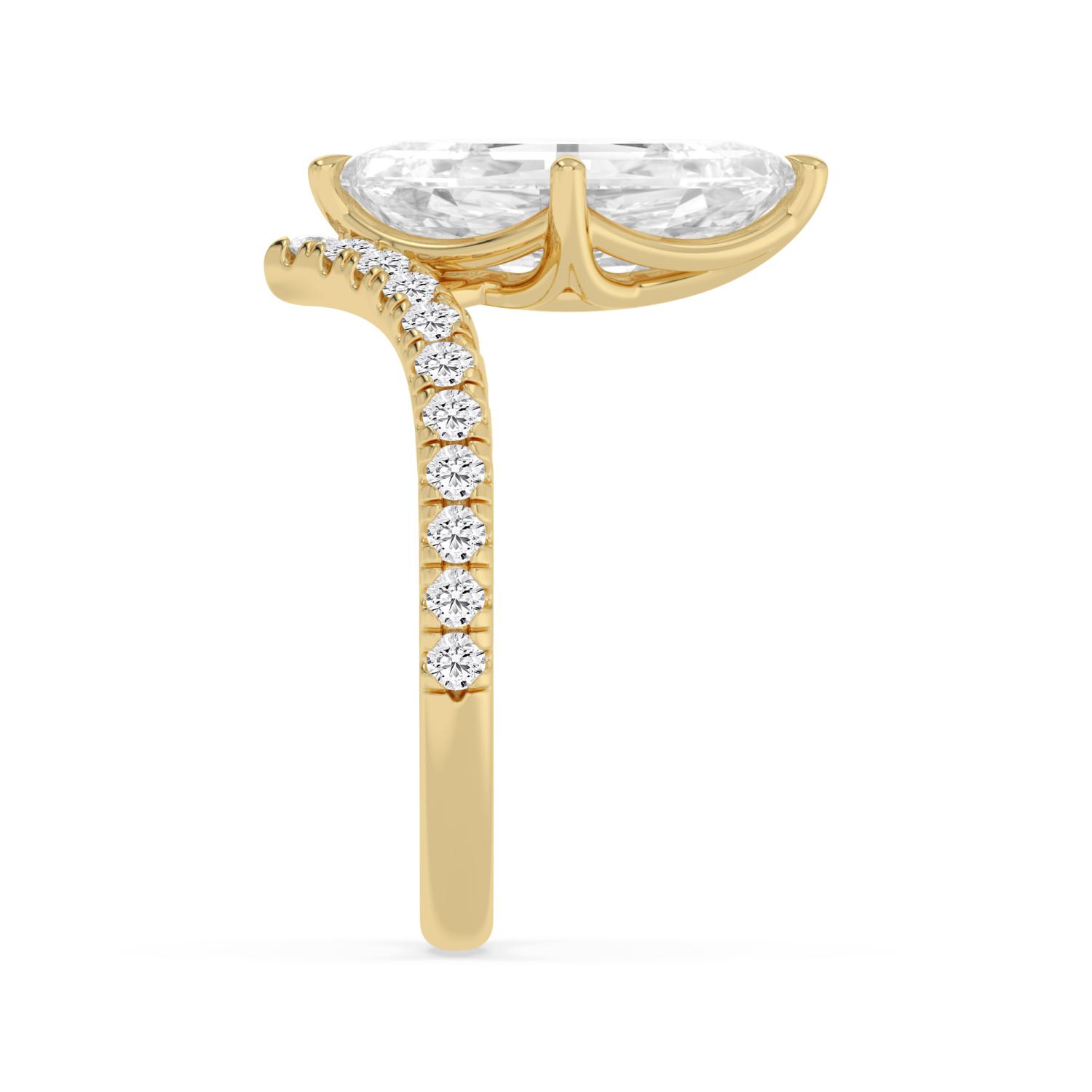 Cedar, Four Prong Step-cut oval Solitaire, Pavé Band in Yellow Gold, oval, plain background, alternate view